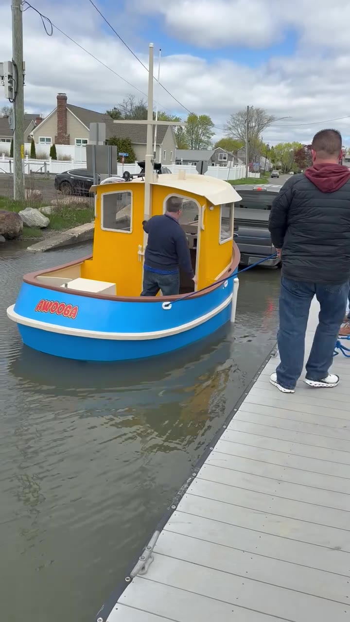 AWOOGA being unloaded into the water for the first time