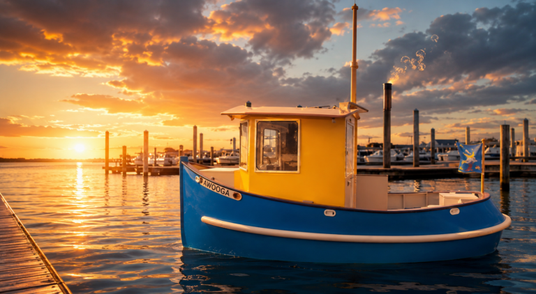 AWOOGA the mini tugboat on the water